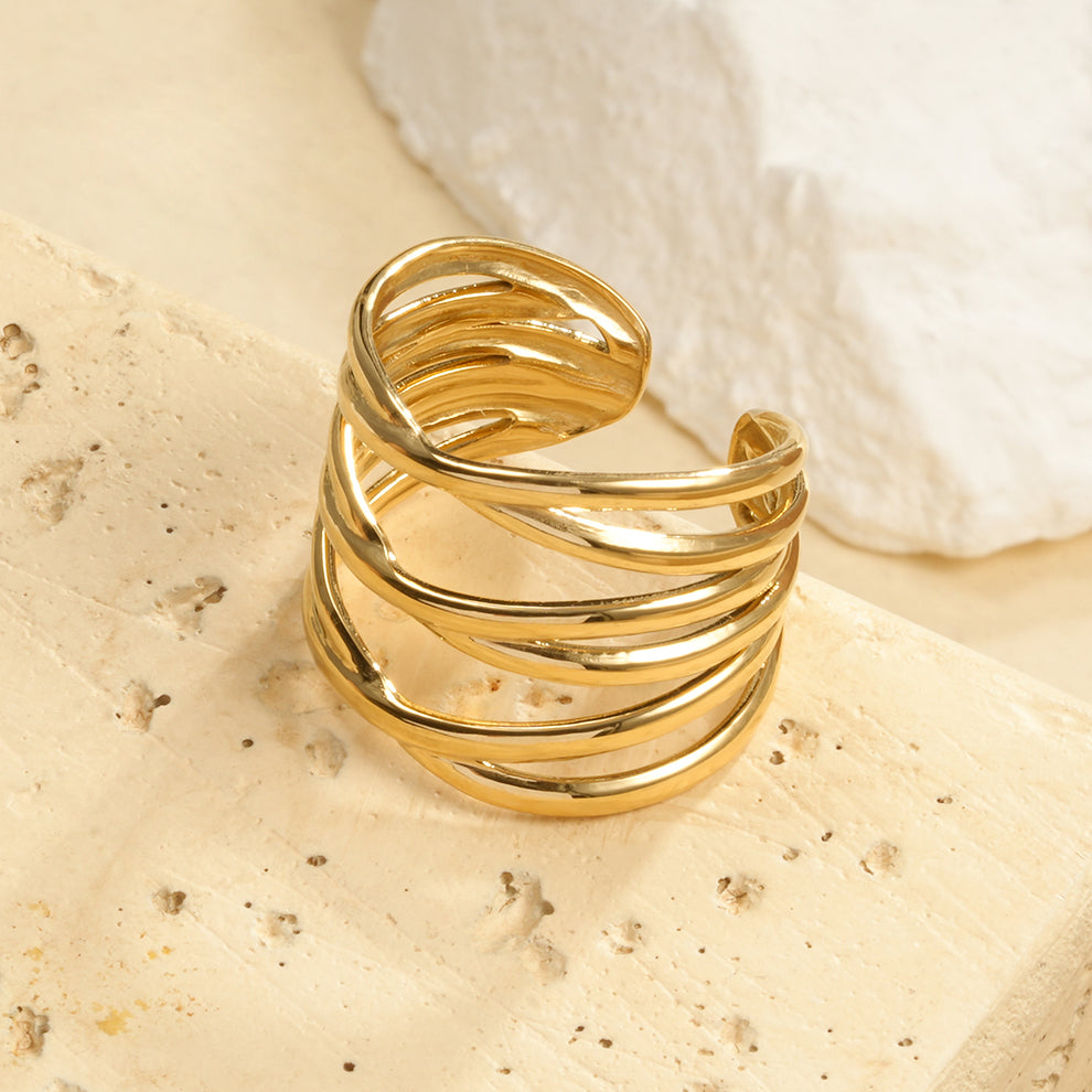 Bague Lignes Croisées Ajustable AURORA
