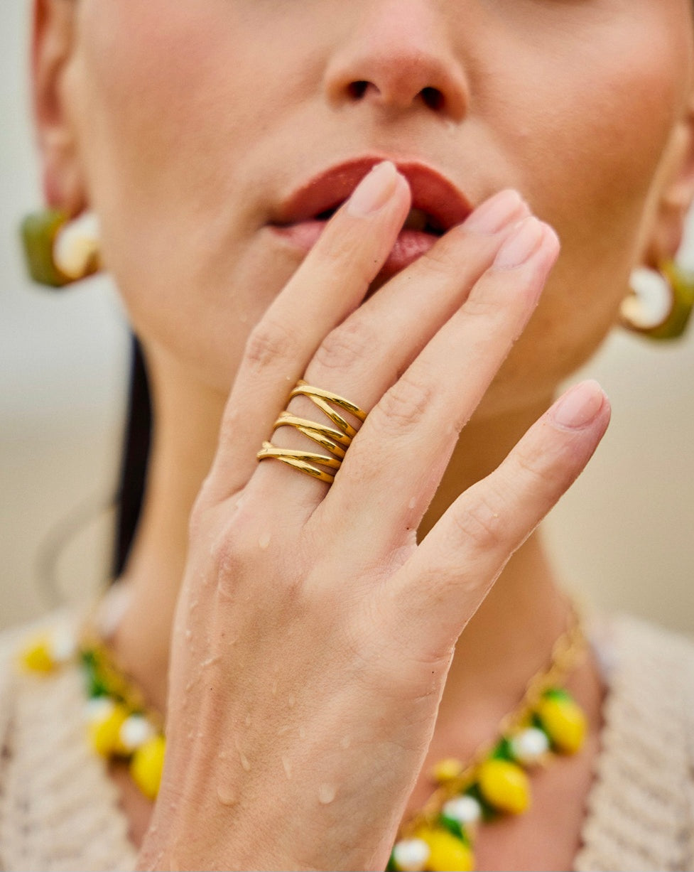 Bague Lignes Croisées Ajustable AURORA