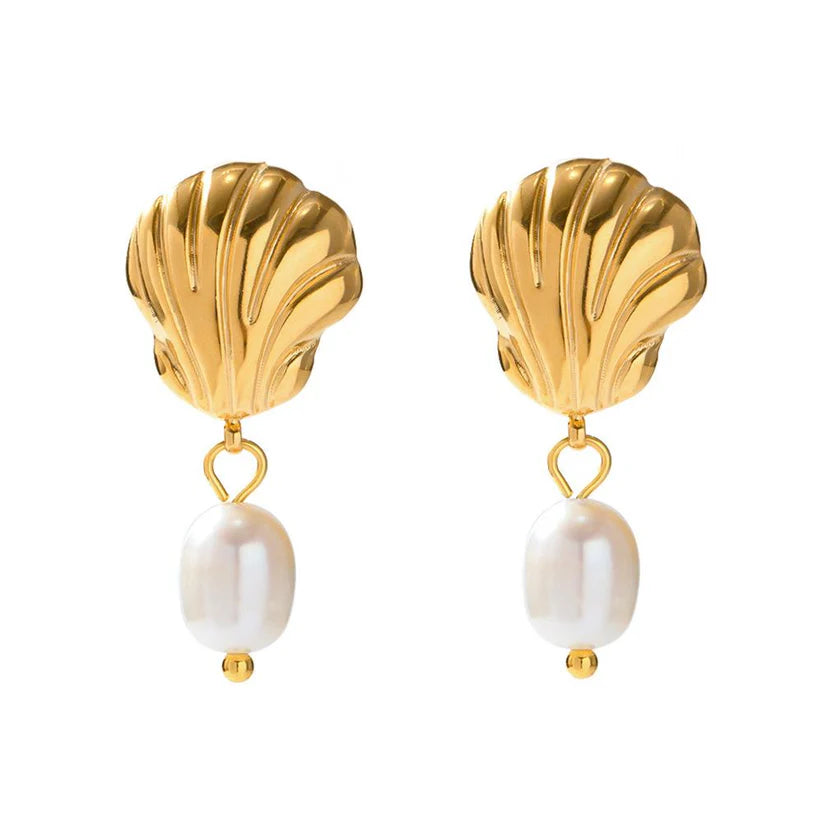 Boucles d'Oreilles Dorées Coquillages