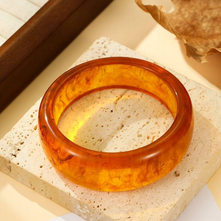 Bracelet Jonc Forme Ronde Résine Camel