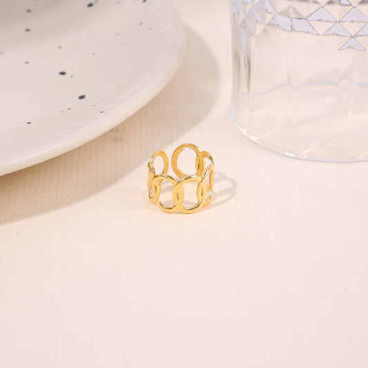 Bague Dorée Ajustable Anneaux Entrelacés Géométrique