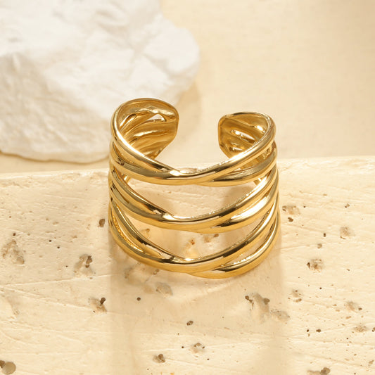 Bague Lignes Croisées Ajustable AURORA