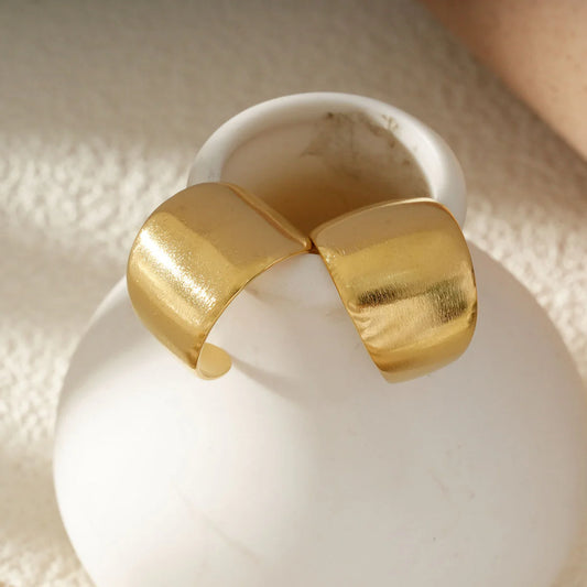 Boucles d'Oreilles Dorées Créoles Larges Brossées