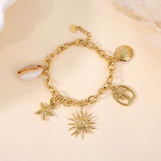 Bracelet Doré breloques thème de la Mer