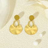Boucles D'oreilles Dorées Pendantes Brossées Rondes