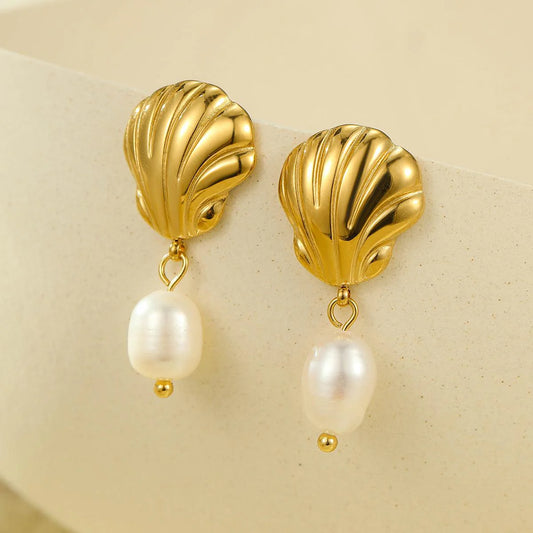 Boucles d'Oreilles Dorées Coquillages